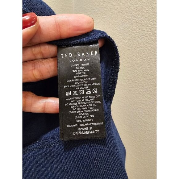 Ted Baker Men's Navy Blue Zip Front Jacket Size 5 - Picture 10 of 10